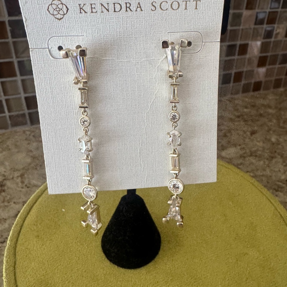 Kendra Scott Gold and Crystal Linear Earrings